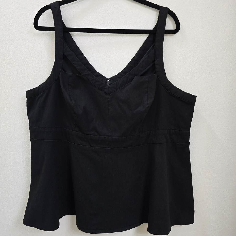 Torrid Womens Plus Size 3 Black Peplum V-Neck Tank Top Sleeveless Blouse Zipper
